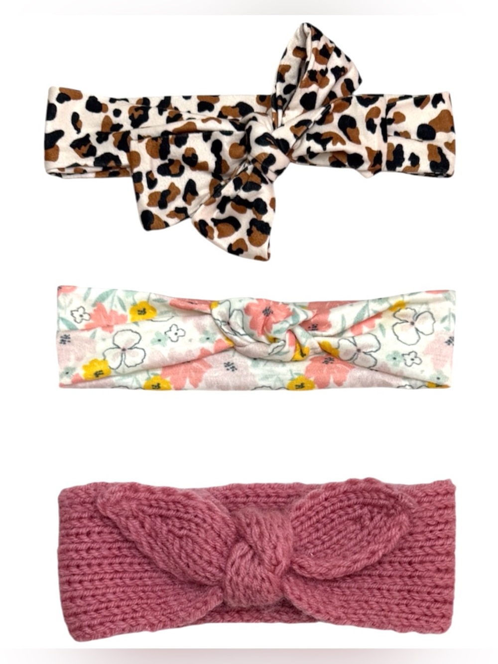 Baby Girl Headbands Bundle 3 Pcs Pink Brown 6-12 Mon